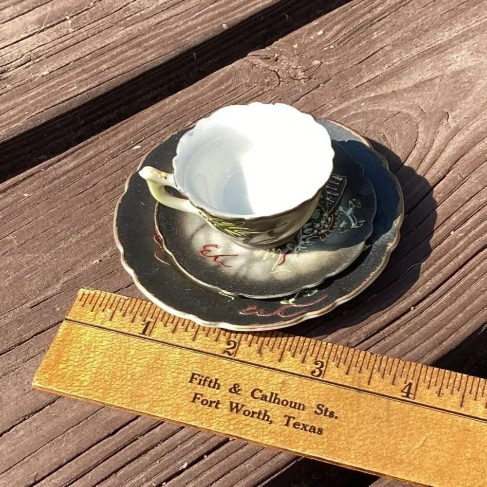 Vintage Miniature Dragon Teacup Saucer Set Made in Japan‎